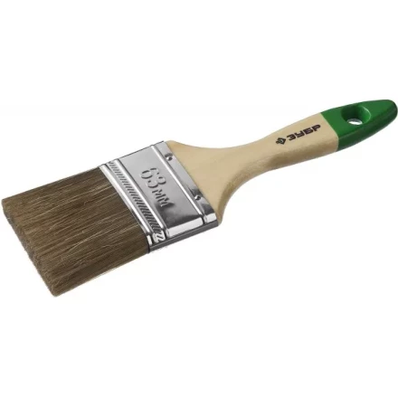 Кисть плоская  ЗУБР &quot;ЛАЗУРЬ-МАСТЕР&quot;, смешанная щетина, деревянная ручка, 63мм 4-01009-063 купить в Тобольске