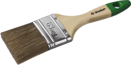 Кисть плоская  ЗУБР &quot;ЛАЗУРЬ-МАСТЕР&quot;, смешанная щетина, деревянная ручка, 63мм 4-01009-063 купить в Тобольске