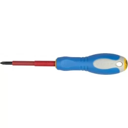 ЗУБР "ПРОФИ ЭЛЕКТРИК". Отвертка Cr-V, трехкомпонент рукоятка, высоковольтная до ~1000В, PH №1, 80 мм 25262-1-080