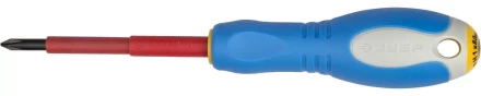 ЗУБР &quot;ПРОФИ ЭЛЕКТРИК&quot;. Отвертка Cr-V, трехкомпонент рукоятка, высоковольтная до ~1000В, PH №1, 80 мм 25262-1-080 купить в Тобольске