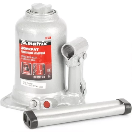 Домкрат гидравлический бутылочный телескопический 6 т подъем 170-430 мм MATRIX 50747 купить в Тобольске