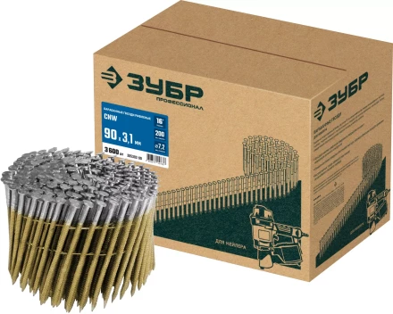 ЗУБР CNW 90 х 3.1 мм, барабанные гвозди рифленые, 3600 шт (305382-90) купить в Тобольске