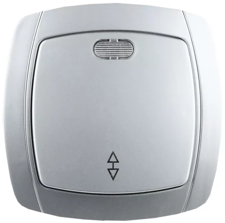 Выключатель СВЕТОЗАР &quot;АКЦЕНТ&quot; проходной одноклавишный в сборе, с подсветкой, цвет серебристый металлик, 10А/~250В SV-54238-SM купить в Тобольске