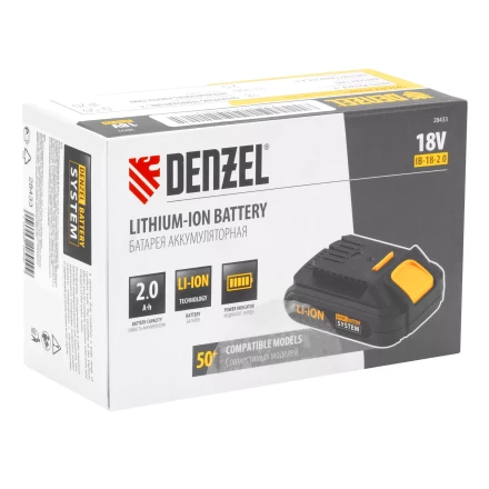 Батарея аккумуляторная Denzel IB-18-2.0, Li-Ion, 18 В, 2.0 А/ч 28433 купить в Тобольске