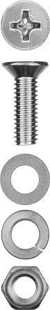 Винт (DIN965) в комплекте с гайкой (DIN934), шайбой (DIN125), шайбой пруж. (DIN127), M4 x 20 мм, 25 шт, ЗУБР 303456-04-020 купить в Тобольске