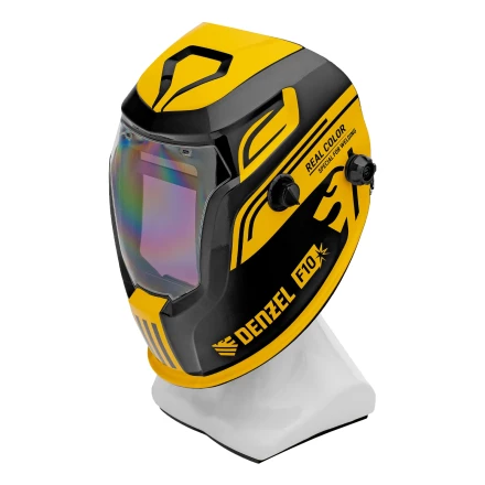 Щиток защитный лицевой (маска сварщика) F10, см. окно 100х96, Real Color, DIN 4-8/9-13// Denzel 89719 купить в Тобольске