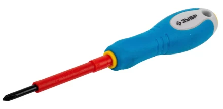 ЗУБР &quot;ПРОФИ ЭЛЕКТРИК&quot;. Отвертка Cr-V, трехкомпонент рукоятка, высоковольтная до ~1000В, PH №0, 60 мм 25262-0-060 купить в Тобольске