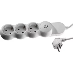 Удлинитель ЗУБР &quot;МАСТЕР&quot; электрический, ПВС сечение 1кв мм, выкл, заземл, защитная шторка, 3 гнезда, макс мощн 3500Вт, 3м 55039-3