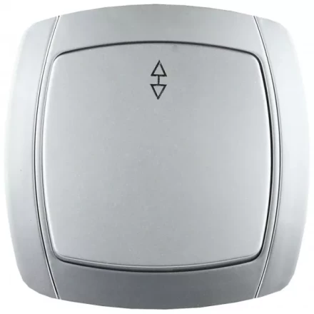 Выключатель СВЕТОЗАР &quot;АКЦЕНТ&quot; проходной одноклавишный в сборе, цвет серебристый металлик, 10А/~250В SV-54237-SM купить в Тобольске