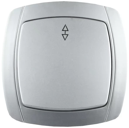 Выключатель СВЕТОЗАР &quot;АКЦЕНТ&quot; проходной одноклавишный в сборе, цвет серебристый металлик, 10А/~250В SV-54237-SM купить в Тобольске