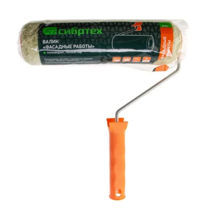 Валик &quot;Фасадные работы&quot;, 250 мм,ворс 18 мм, D 48 мм, D ручки - 6 мм, полиакрил,полиэстер Сибртех 80207 купить в Тобольске
