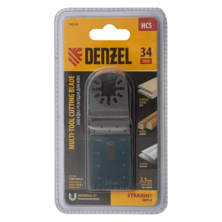 Насадка для МФИ режущая пазовая прямая, HCS, по дереву, ламинату 34 х 2.5 мм, крупный зуб Denzel 782315 купить в Тобольске