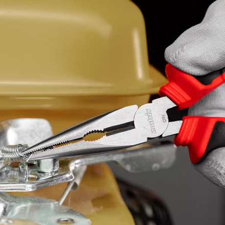 Длинногубцы прямые Matrix, 180 мм, хром-ванадий, двухкомпонентные рукоятки, 17310 купить в Тобольске