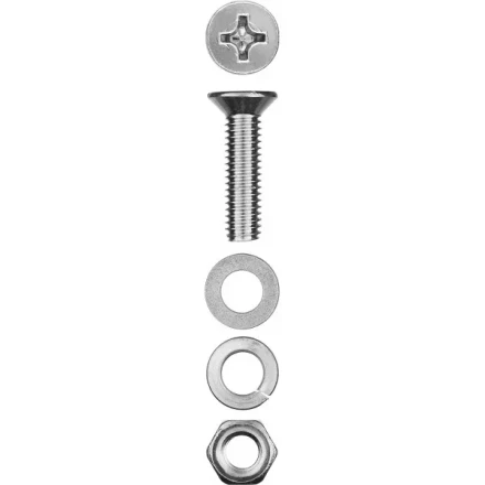 Винт (DIN965) в комплекте с гайкой (DIN934), шайбой (DIN125), шайбой пруж. (DIN127), M4 x 25 мм, 20 шт, ЗУБР 303456-04-025 купить в Тобольске