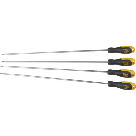 Набор JCB: Отвертки, хромомолибденовая сталь S2, двухкомпонентные рукоятки, магнитный наконечник, 4 предм JSD023 купить в Тобольске