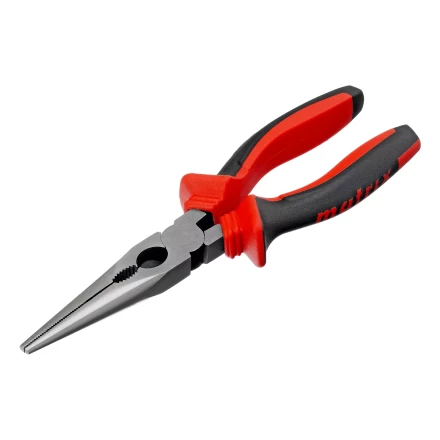 Длинногубцы прямые Matrix, 200 мм, хром-ванадий, двухкомпонентные рукоятки, 17311 купить в Тобольске