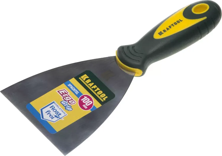 Шпательная лопатка KRAFTOOL с 2-компонент ручк, профилиров нержав полотно, 100мм 10035-100 купить в Тобольске
