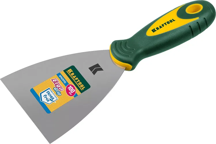 Шпательная лопатка KRAFTOOL с 2-компонент ручк, профилиров нержав полотно, 100мм 10035-100 купить в Тобольске