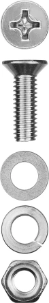 Винт (DIN965) в комплекте с гайкой (DIN934), шайбой (DIN125), шайбой пруж. (DIN127), M5 x 20 мм, 16 шт, ЗУБР 303456-05-020 купить в Тобольске