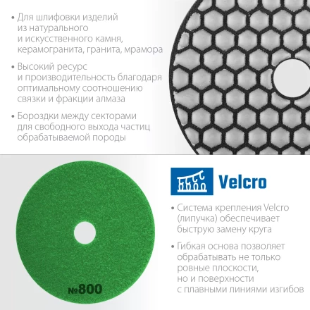 ЗУБР 100 мм, №800, сухое шлифование, алмазный гибкий шлифовальный круг АГШК, Профессионал (29868-800) купить в Тобольске