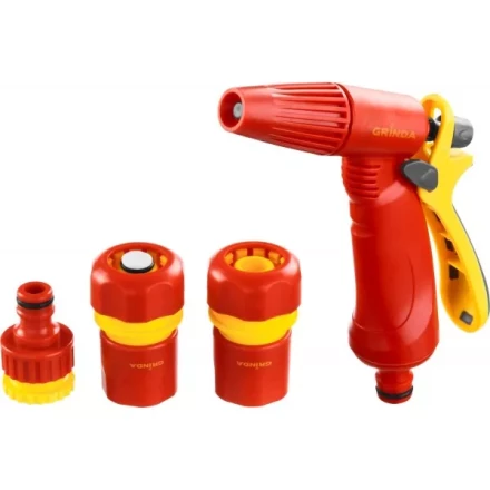 Набор GRINDA поливочный: Распылитель пистолетный с регулируемым соплом, соединитель 1/2&quot;, соединитель 1/2&quot; с автостопом, адаптер внешний 1/2&quot;-3/4&quot; 8-427386_z02 купить в Тобольске