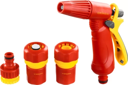 Набор GRINDA поливочный: Распылитель пистолетный с регулируемым соплом, соединитель 1/2&quot;, соединитель 1/2&quot; с автостопом, адаптер внешний 1/2&quot;-3/4&quot; 8-427386_z02 купить в Тобольске