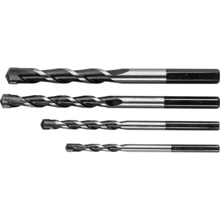 Набор ЗУБР Свёрла &quot;СУПЕР-6&quot; по бетону ударные, с шестигранным хвостовиком, 5-6-8-10 мм, 4шт 2916-H4 купить в Тобольске