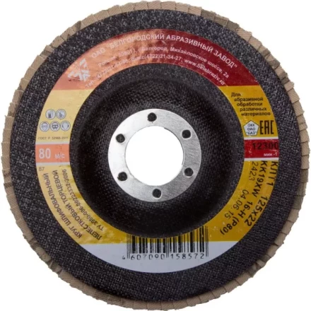 Круг лепестковый торцевой абразивный &quot;Луга&quot; для шлифования, 125 х 22,23мм, зерно P60 3656-125-25 купить в Тобольске