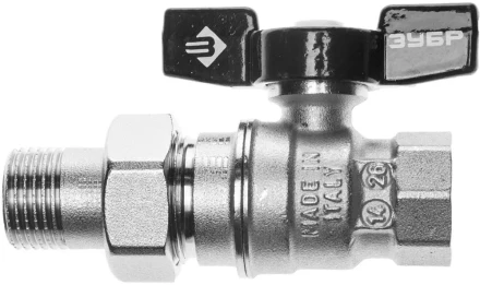 Кран шаровой ЗУБР полнопроходной с накидной гайкой &quot;мама-папа&quot;, бабочка, никелированная латунь, 1/2&quot; 4-51327-C-1/2 купить в Тобольске