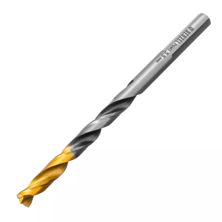 Сверло спиральное по металлу Denzel 5,5 x 93мм, Р6М5, Golden Tip, многогранная заточка, 718277 купить в Тобольске
