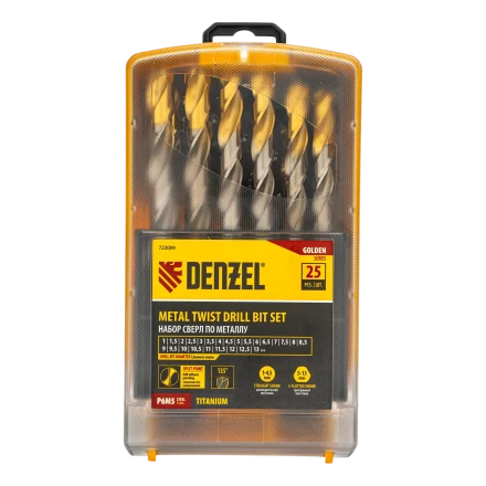 Набор сверл по металлу Denzel 723009, 1-13 мм, Р6М5-TiN, Golden Tip, 25 шт купить в Тобольске