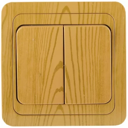 Выключатель СВЕТОЗАР &quot;ГАММА&quot; двухклавишный, цвет ольха, 10A/~250B SV-54134-A купить в Тобольске