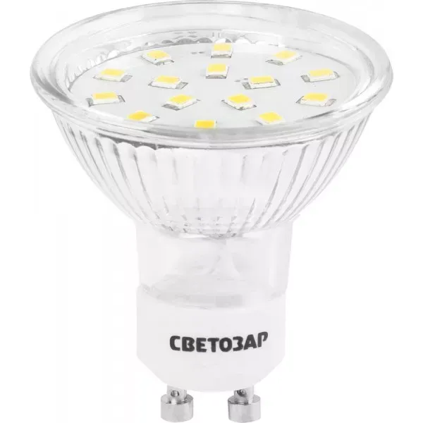 Лампы СВЕТОЗАР светодиодные "LED technology", цоколь GU10, теплый белый свет (3000К), 220В, 3Вт (25) 44560-25_z01 купить в Тобольске