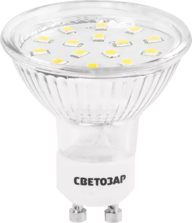 Лампы СВЕТОЗАР светодиодные "LED technology", цоколь GU10, теплый белый свет (3000К), 220В, 3Вт (25) 44560-25_z01 купить в Тобольске
