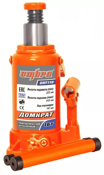 Домкрат бутылочный 16т подъем 225-425 мм OHT116 Ombra купить в Тобольске