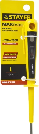 STAYER &quot;MASTER&quot;. Пробник напряжения с цельнолитым диэлектрическим корпусом, 120-250В, 150мм 45280 купить в Тобольске