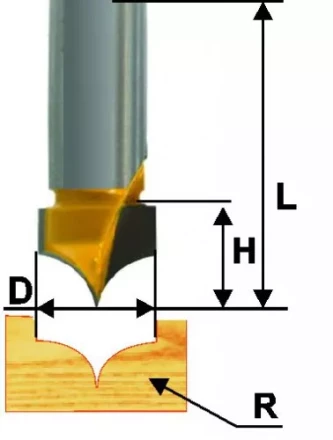 Фреза пазовая фасонная Ф10Х8 мм R48 мм хвостовик 8 мм 46133 купить в Тобольске