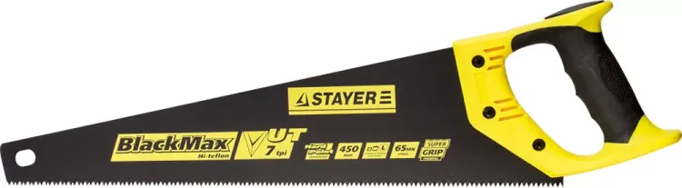 Ножовка универсальная (пила) STAYER BlackMAX 450 мм, 7TPI, тефлон покрытие, рез вдоль и поперек волокон, для средних заготовок, фанеры, ДСП, МДФ 2-15081-45 купить в Тобольске