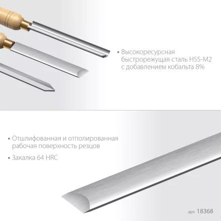 Набор профессиональных токарных резцов по дереву KRAFTOOL 18368 купить в Тобольске