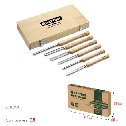 Набор профессиональных токарных резцов по дереву KRAFTOOL 18368 купить в Тобольске