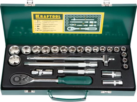 Набор торцовых головок KRAFTOOL &quot;INDUSTRIE QUALITAT&quot; (1/2&quot;) универсальный, Cr-V, металлический кейс, 25 предметов 27892-H25_z01 купить в Тобольске